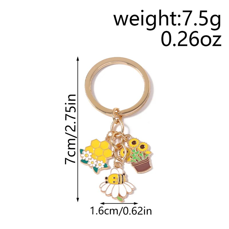 Aihua Cute Honey Bee Keychain Women Girls Flower Bee Key Ring Pendants for Handbag Decor DIY Handmade Key Chain Jewelry Gifts - view 6