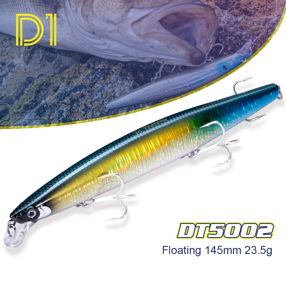 D1 Silent Fishing Suspending Lure Sea assassin 145mm 23.5g 120mm Floating Luminous Artificial Quality Wobbler Jackbait Hard Bait