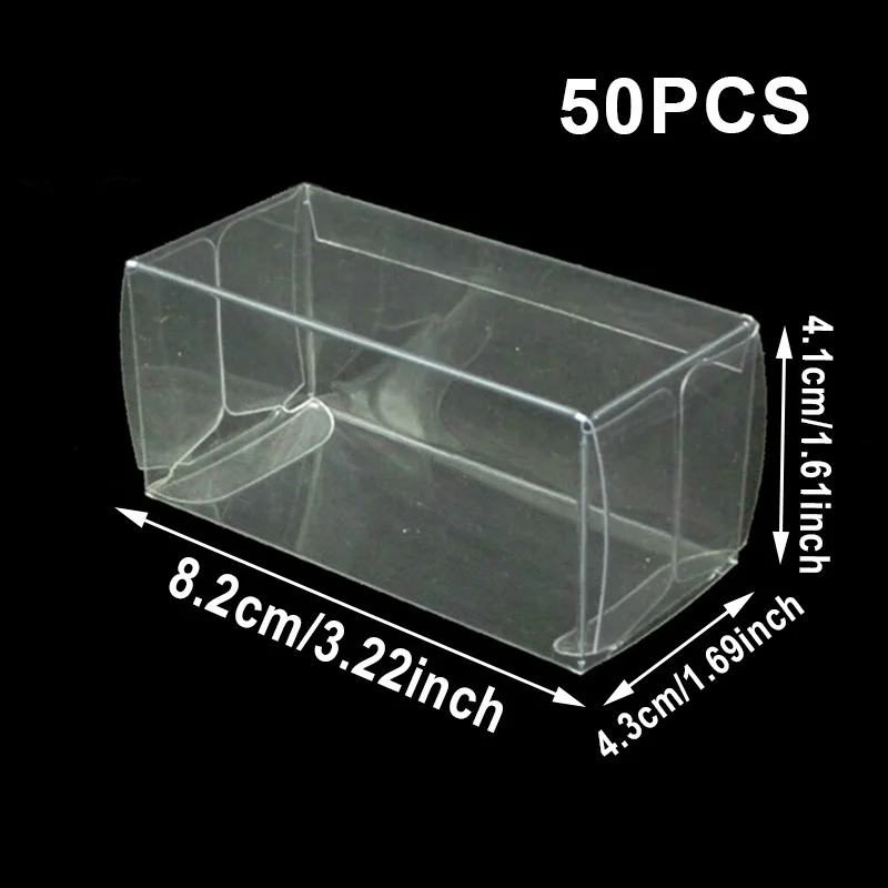 50 PCS Display Clear Box Fit for 1:64 PVC Transparent Action Figures Model Car Toy Protection Storage Dust Proof Show Case