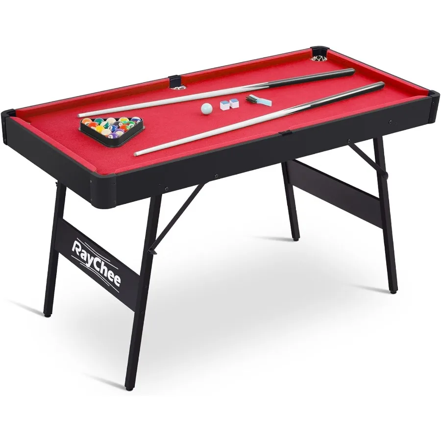 

Portable Mini Pool Table for Indoor Outdoor Use Folding Design with Locking Legs and Adjustable Feet Includes Balls Cues Triang