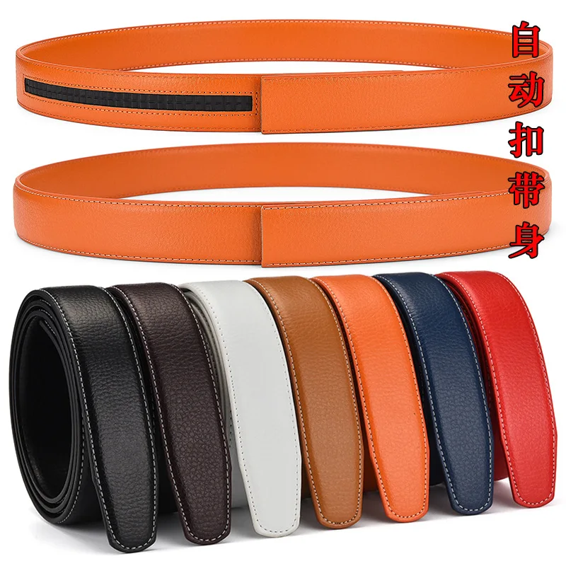 Automatic Buckle Belt with Buckle Waist Belt for Men and Women Multi-color and Multi-size Optional Scratch-resistant PU Material