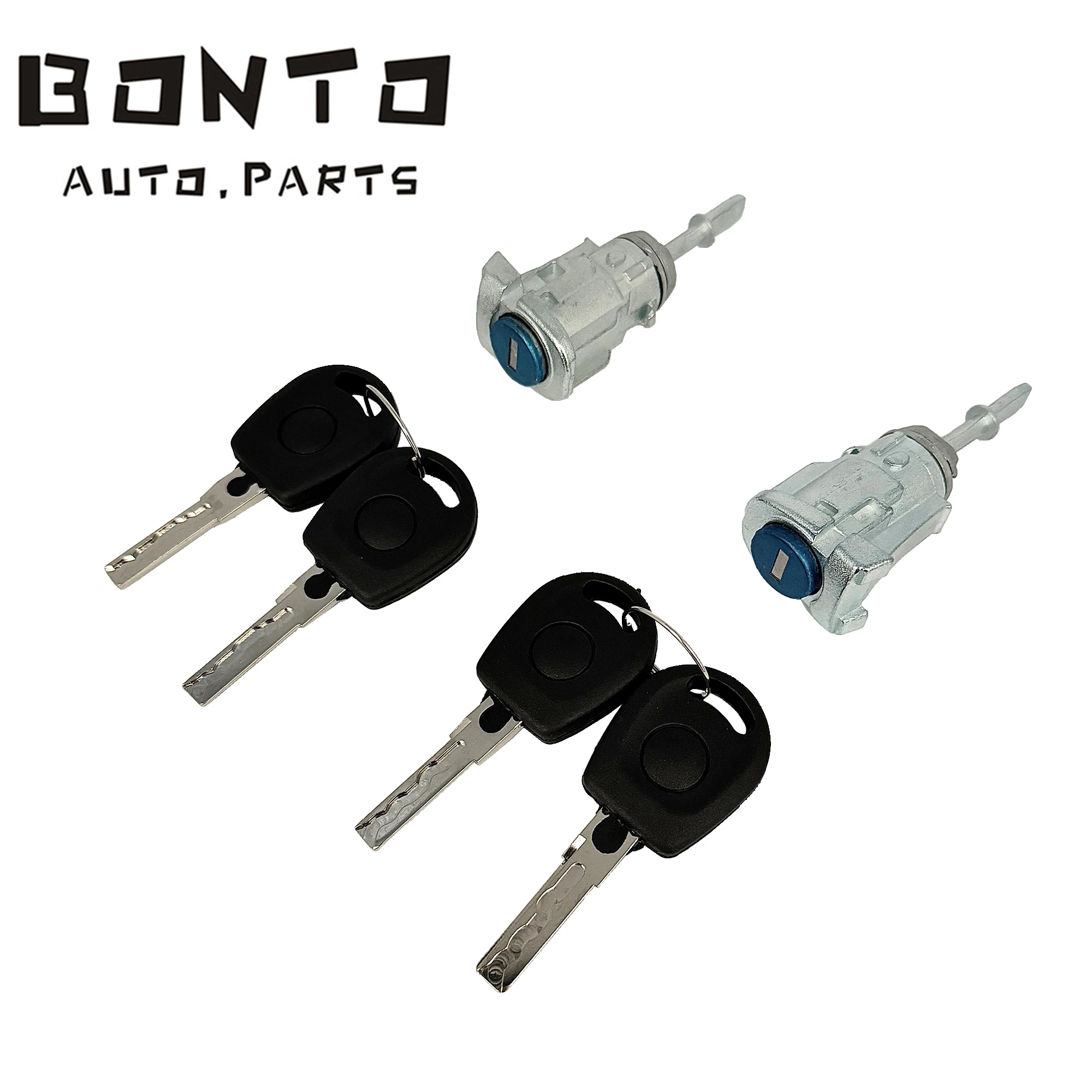 BONTO Left And Right Front Door Lock Barrel With 2 Keys For Volkswagen Golf IV Bora Fox Polo OEM:1U0837167 1U0837168