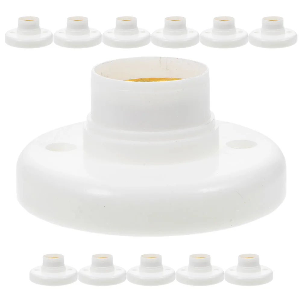 

12pcs E27 Lamp Socket Base, Flat Light Bulb Holder Replacement, Quick Install Screw- , Insulated Safety For Home Office
