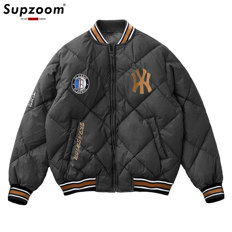 Supzoom 2022 New Arrival Hip Hop Embroidery Couples Casual Top Fashion Male And Female Winter Men Coat Warm Baseball Down Jacket