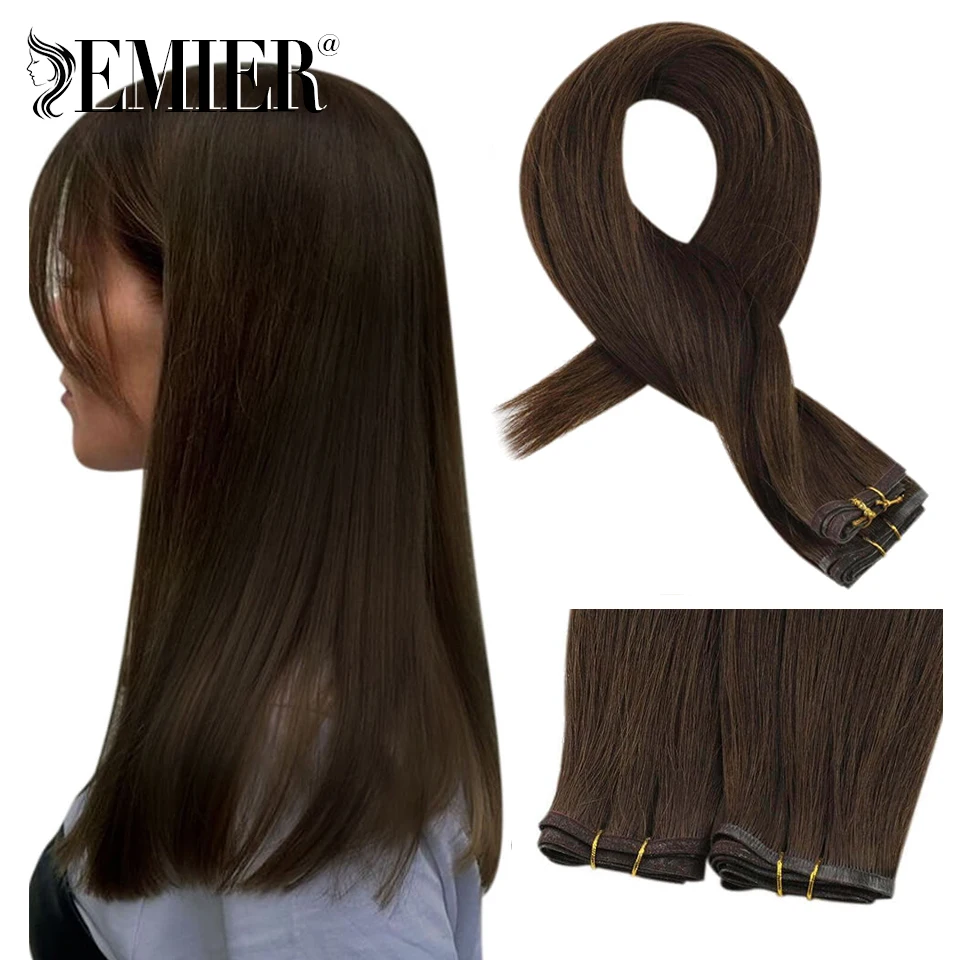 Full End Flat Silk Hair Weft Straight Human Hair Bundles 100% Real Human Hair Weft For Women For Salon Virgin Hair Extension