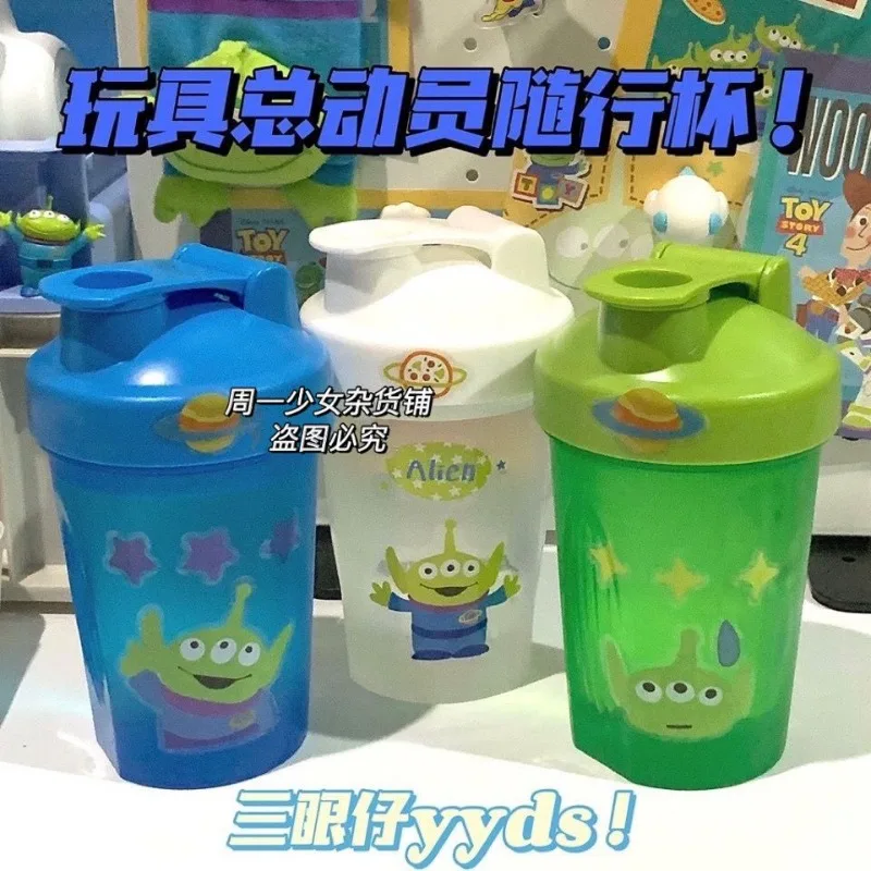 

New Miniso Disney Toy Story Cartoon Three Eyes Transparent Plastic Water Cup Cute Water Bottle Cup Portable Student Cup DIY Gift