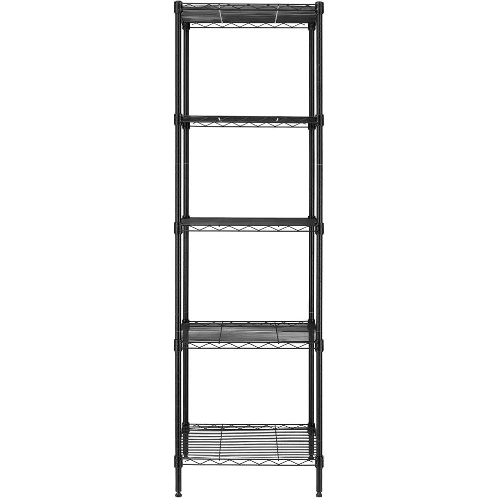 

Sturdy 5-Tier Wire Shelving, 18x18x59-inch, Enhanced Steel Tube, Certified, Black Storage Rack