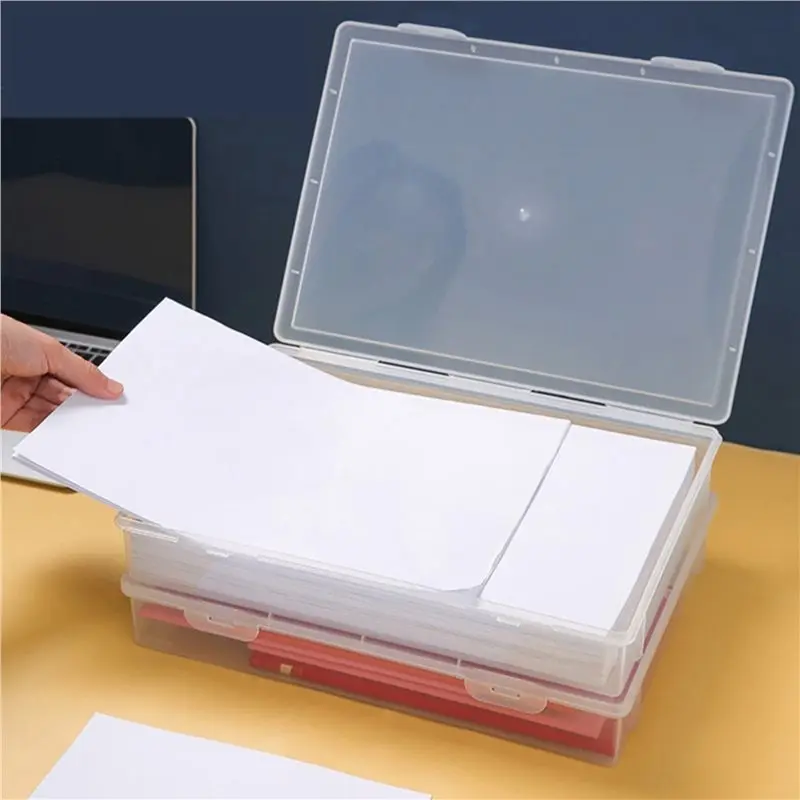 Efficient 4X Plastic File Organizer Transparent Square Storage Box Storage Box File Storage Box S