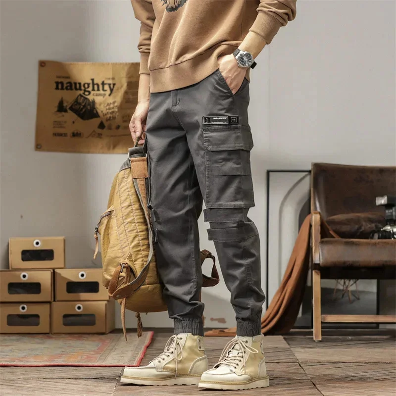 

Осенние новые американские повседневные свободные брюки с несколькими сумками на молнии, модные комбинезоны