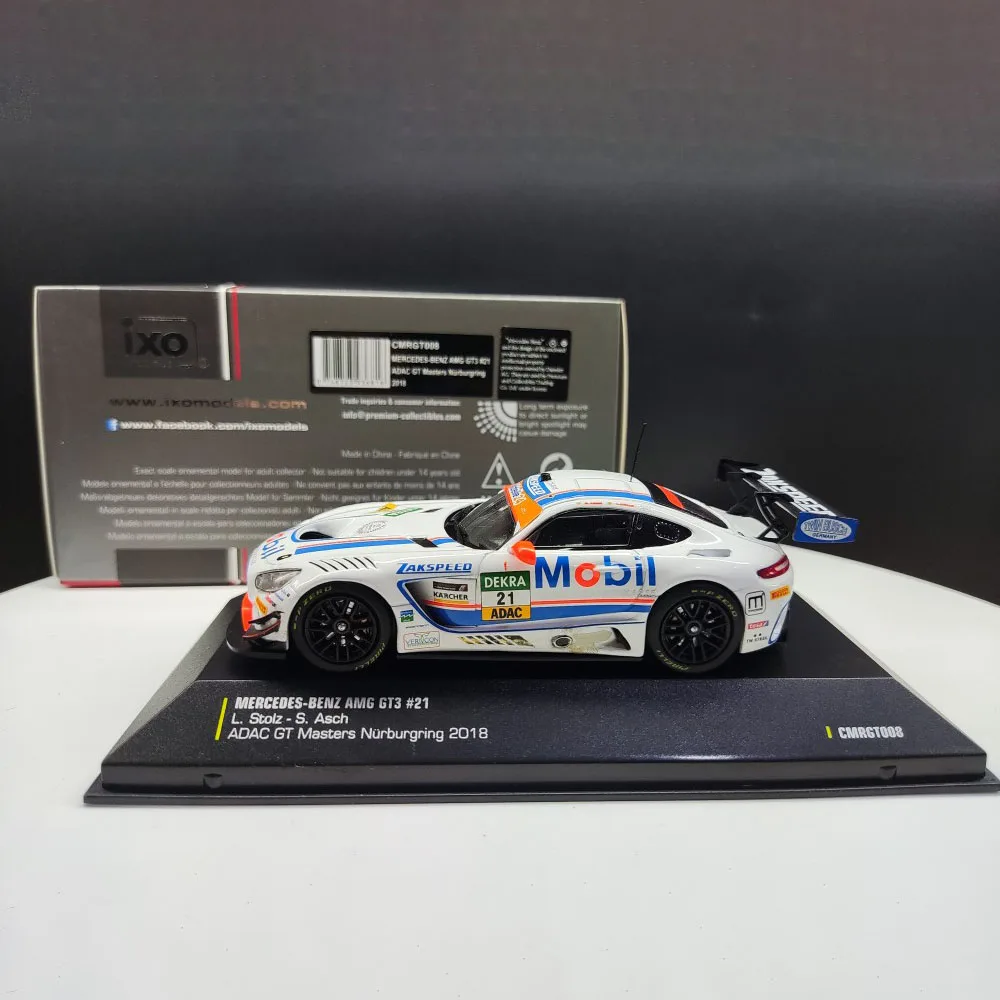 Diecast 1/43 สเกล Ixo Benz AMG GT3 21 # 2018 Racing รถสะสมของเล่นของขวัญของที่ระลึกจอแสดงผลเครื่องประดับ