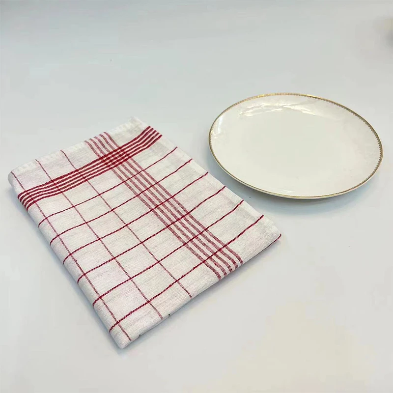 Checkered Striped Cloth Absorbent Kitchen Table Cleaning Cloth Scouring Pad Towel Household Cleaning Utensils