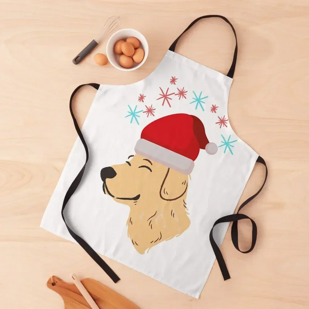 Christmas Golden Retriever Apron Funny japanese woman Women's Home Clothes Camping Apron