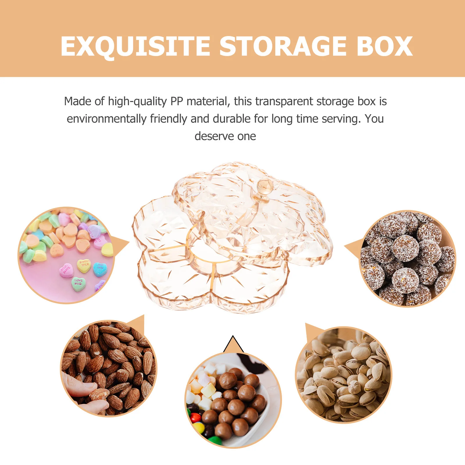 

1Pcs Creative Snack Tray PP Plastic Food Plate Transparent Design Good Sealing Home Storage Multi-Compartment Fruit