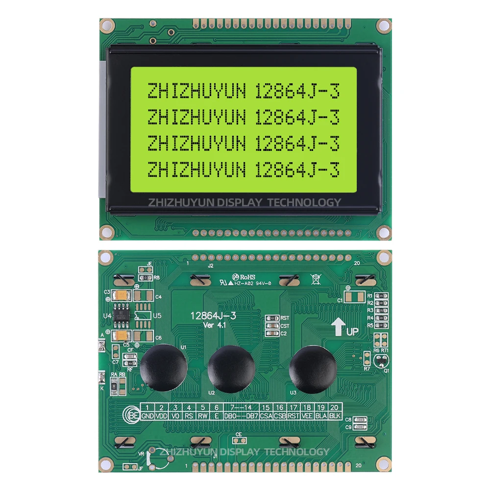 Imagem -06 - Wistar 20p Tela Lcd 6800 Paralelo 93x70 mm Stn Amarelo Verde Display Controller Nt7108 Fonte de Alimentação 5v Lcm12864j3