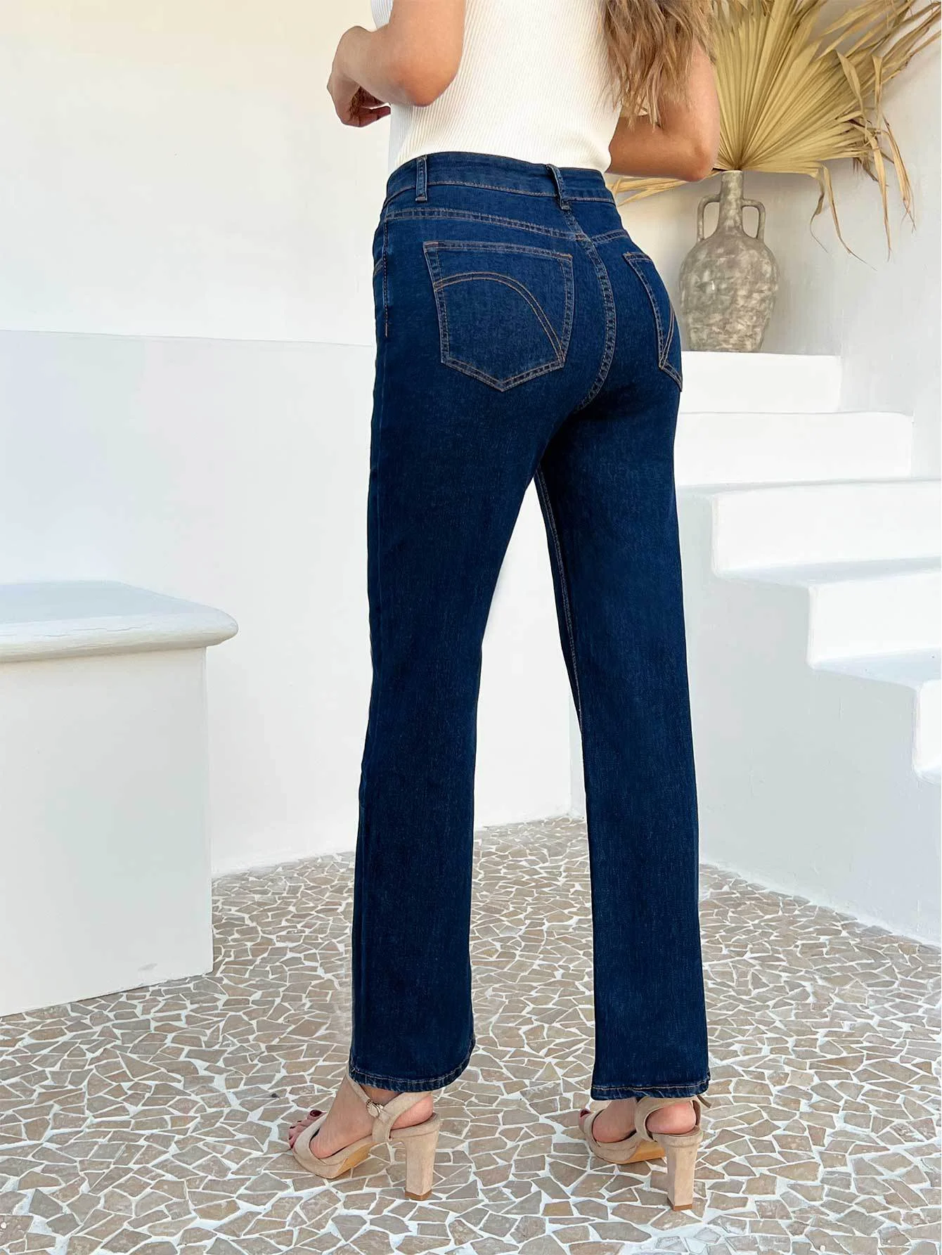 Europejskie i amerykańskie nowe, luźne, wygodne, elastyczne jeansy damskie z prostymi nogawkami