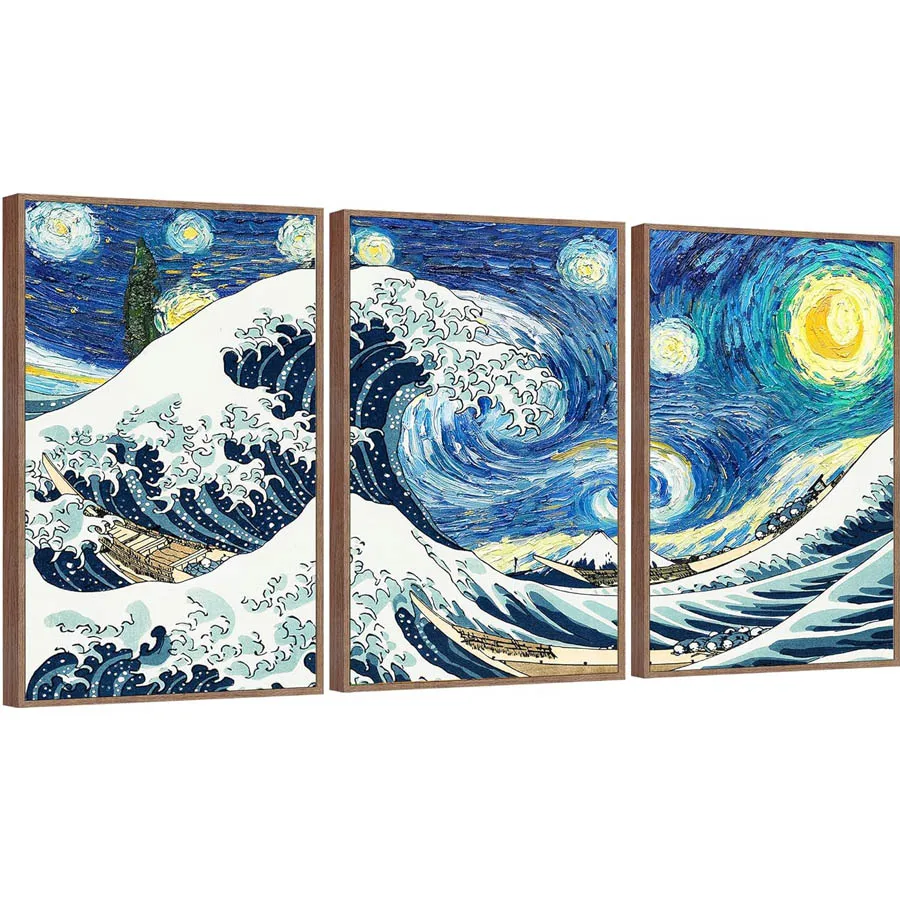 Artistic Van Gogh diamond painting ukiyo-e impression aesthetics cross stitch diamond embroidery mosaic handmade triptych decor