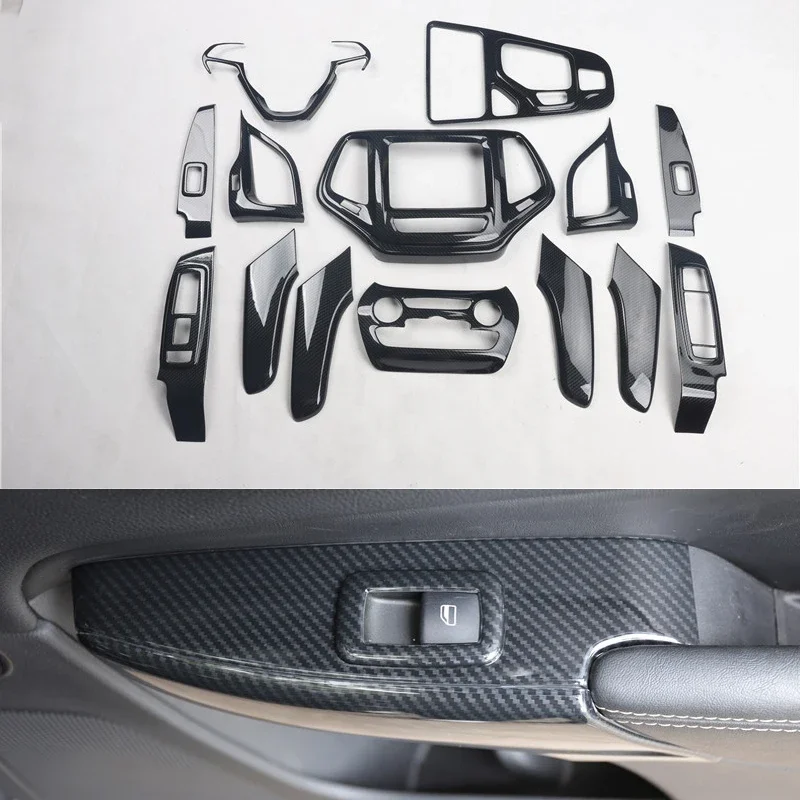 Carbon Fiber Car Interior Accessories For Jeep Cherokee 2016 2017 2018 Gear Panel Window Lifter Switch Kit Dashboard Cover