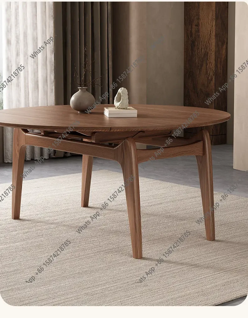 

Новый обеденный стол из цельного дерева, раздвижной, круглый, для гостиной, складной.