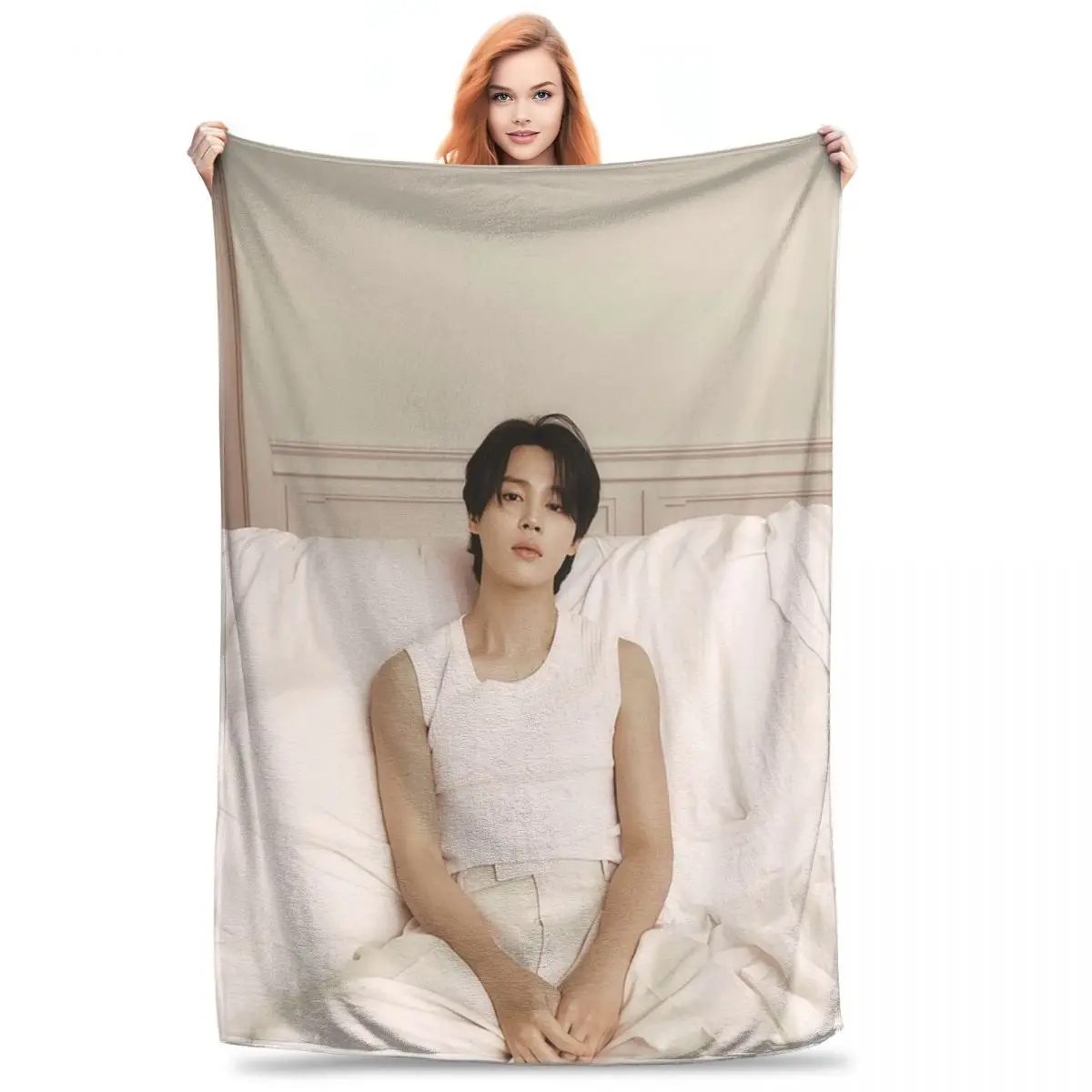 Jimin Face Blanket Fleece Multi-function Sofa Throw Blankets For Couch Bedding Office Throws Bedspread Quilt