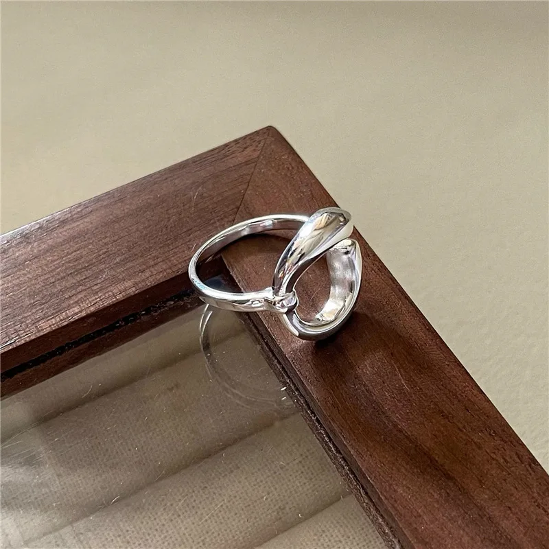 

S925 Sterling Silver Heavy Industry Ring Korean Version C-Texture Blogger Wear 925 Silver Jewelry Wholesale for Gift Occasions