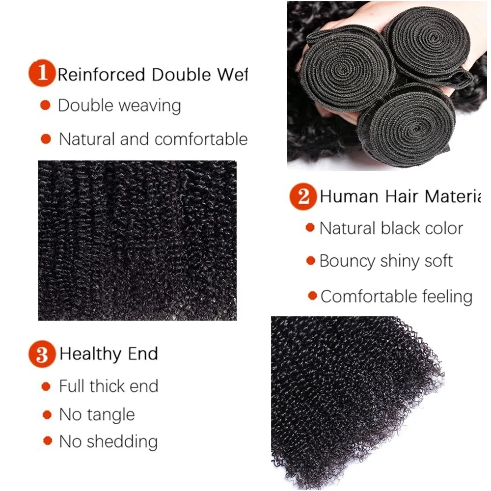 Schwarze Perle Wasserwelle Echthaar Bundles Afro Kinky Bulk Echthaar Unverarbeitete Reine Haarbündel für Frauen Natürliches Schwarz