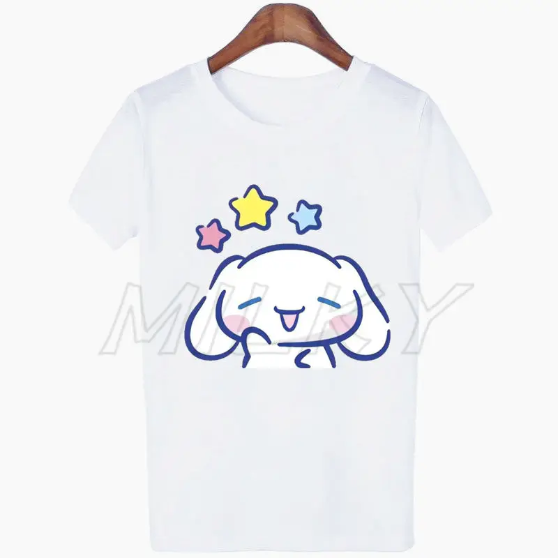 Funny Cinnamoroll Pattern T-Shirt For Women Cute Printed T Shirts Summer Fashion Tees Short Sleeves O-Neck Tops Streetwear