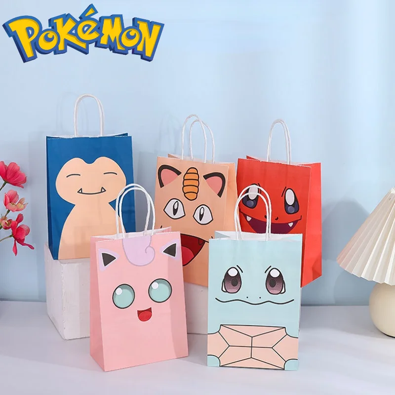 Bolsa de recuerdo de fiesta de Pokémon de Anime, bolsa de papel bonita de Pikachu Charmander Gengar, bolsa de postre de dulces, juguetes para niños,