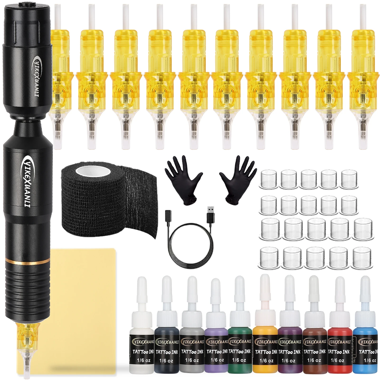 

Wireless Tattoo Kit Wireless Tattoo Power Supply For Beginners Tattoo Pen Kit With Tattoo Pigments 10 Mixed Needle Tattoo Access