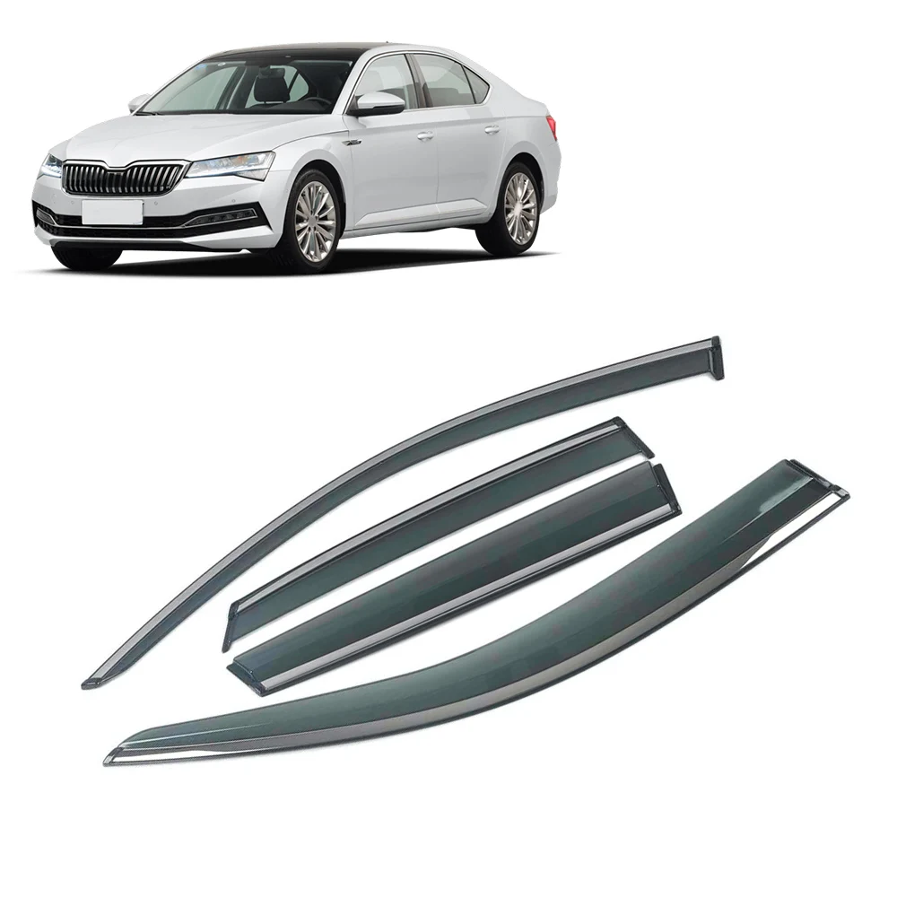 For SKODA Superb B8 B6 2008-2022 Car Window Sun Rain Shade Visors Shield Shelter Protector Cover Trim Frame Sticker