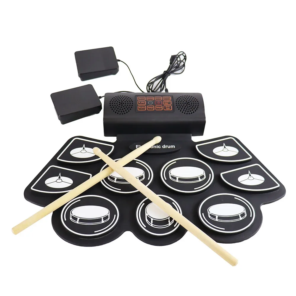

2025 Portable Roll-Up Electric Drum Set - MIDI Practice Kit with Dual Built-in Speakers