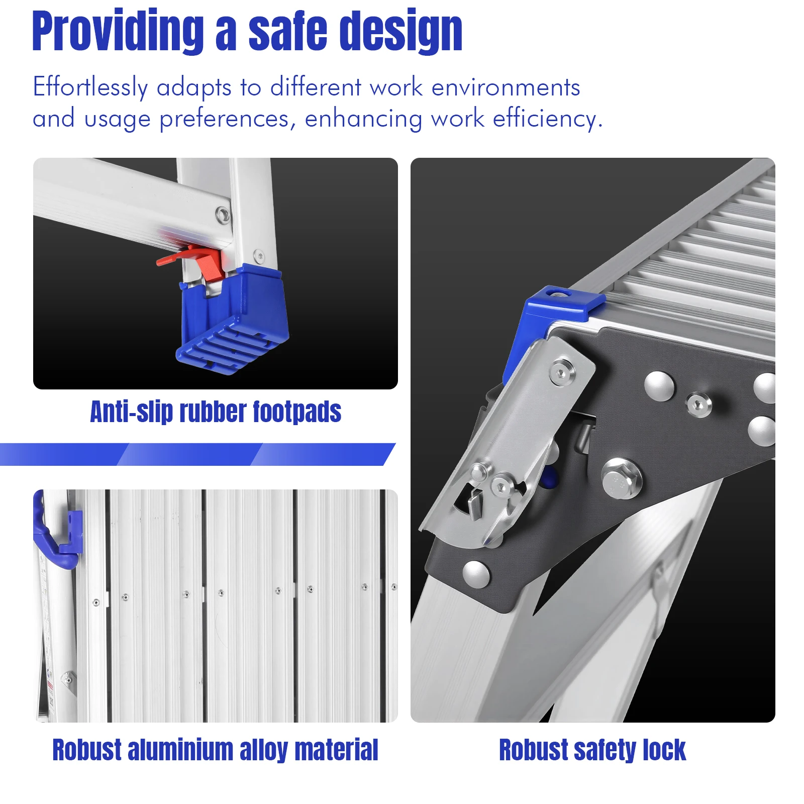 منصة عمل محمولة قابلة للطي 50 ترس منصة تلسكوبية متعددة الوظائف منصة تسلق من الألومنيوم للتخييم والديكور