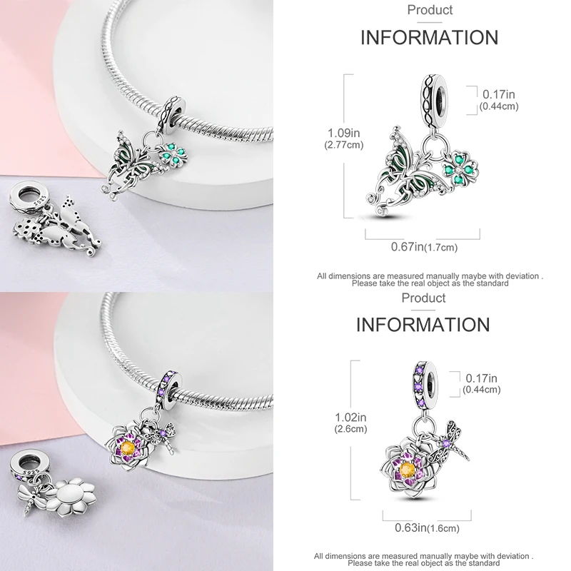 925 Sterling Silber Charm-Perlen Leuchtturm Walhai Meerjungfrau Kunstpalette Axolotl Glühwürmchen DIY Armband Halskette Geschenk für Frauen – Detail 29