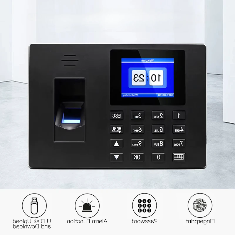 B-M F06 Intelligent Fingerprint Time Attendance Machine Fingerprint/Password with 2.4'' Display Screen Time Clock Multi-language