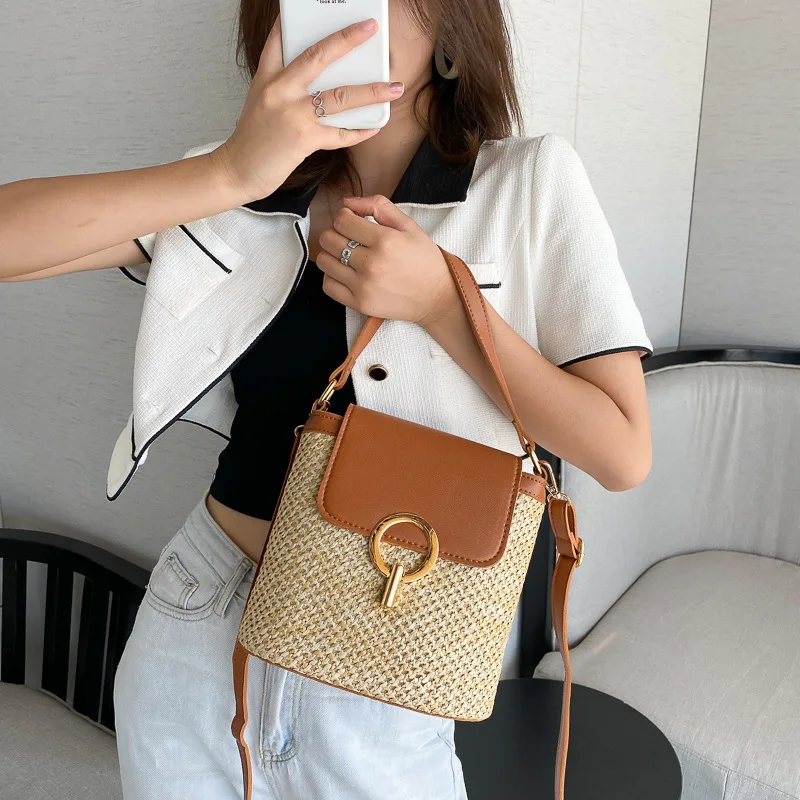 

Women's Handbag Harajuku Retro Casual Simple Fashion Versatile Straw Woven Portable Large Capacity High-quality Crossbody Bag
