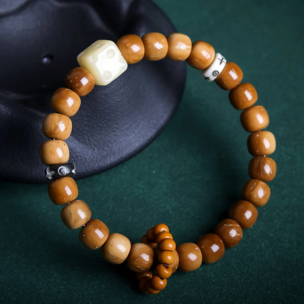 

2026 Autumn New Cook Barrel Bead Bracelet Olive Pit Chinese Style Unisex Hand String Gifts