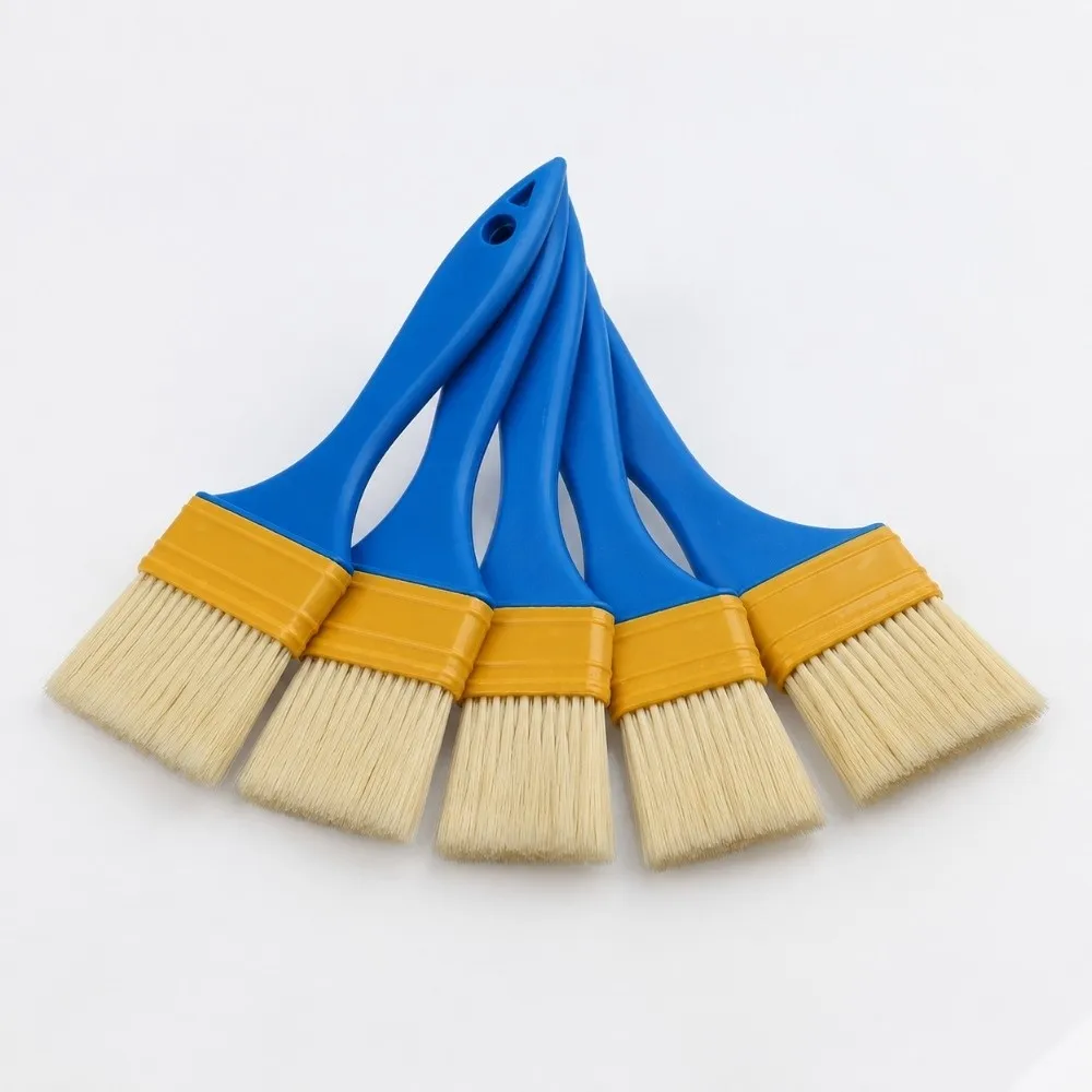 10pcs Nylon Bristle Flat Paint Brush Plastic Handle DIY Flat Brush Set Cleaning Brush High Elasticity Chip Brush Home Use