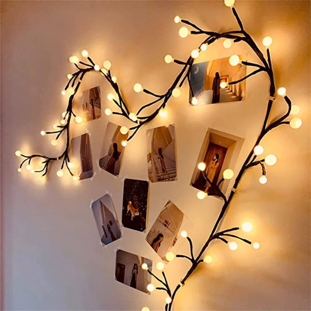 72 LEDs Flexible DIY Willow Vine Tree Wall Lights for Bedroom Home Decor for Living Room Fireplace Table Party Valentine's Day