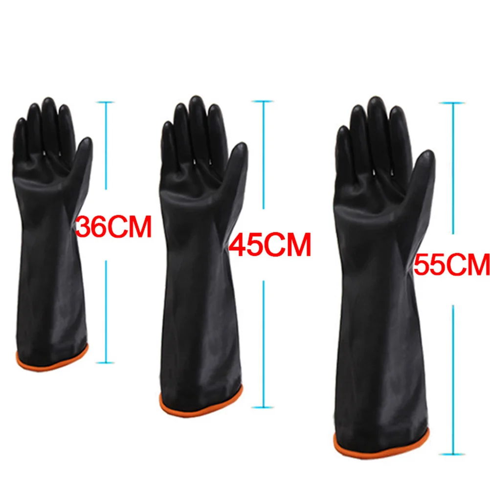 1 زوج قفازات مطاطية طويلة اللاتكس الطبيعي ارتداء مقاومة المضادة للانزلاق مقاوم للماء للتنظيف المنزلي غسيل السيارات السلامة الصناعية #6