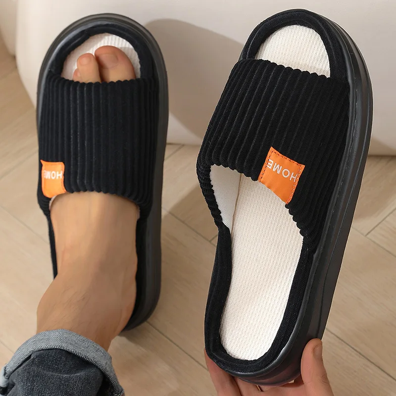 Plus Size Men Slippers Thick Sole Warm Non Slip Indoor Shoes Extra Large Casual Home Slippers