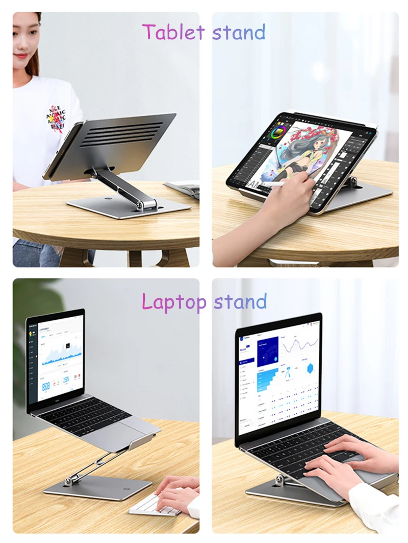 Laptop Stand Riser Height Adjustable Aluminum Foldable Tablet Stand Desktop Notebook Cooling Holder for MacBook 11-17 inch