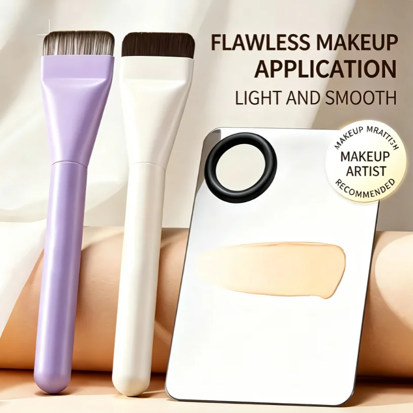 Ultra-Thin Flat-Head Foundation Brush Seamless Powder-Free Makeup Base Magic Mask Beauty Tool for Smooth Application