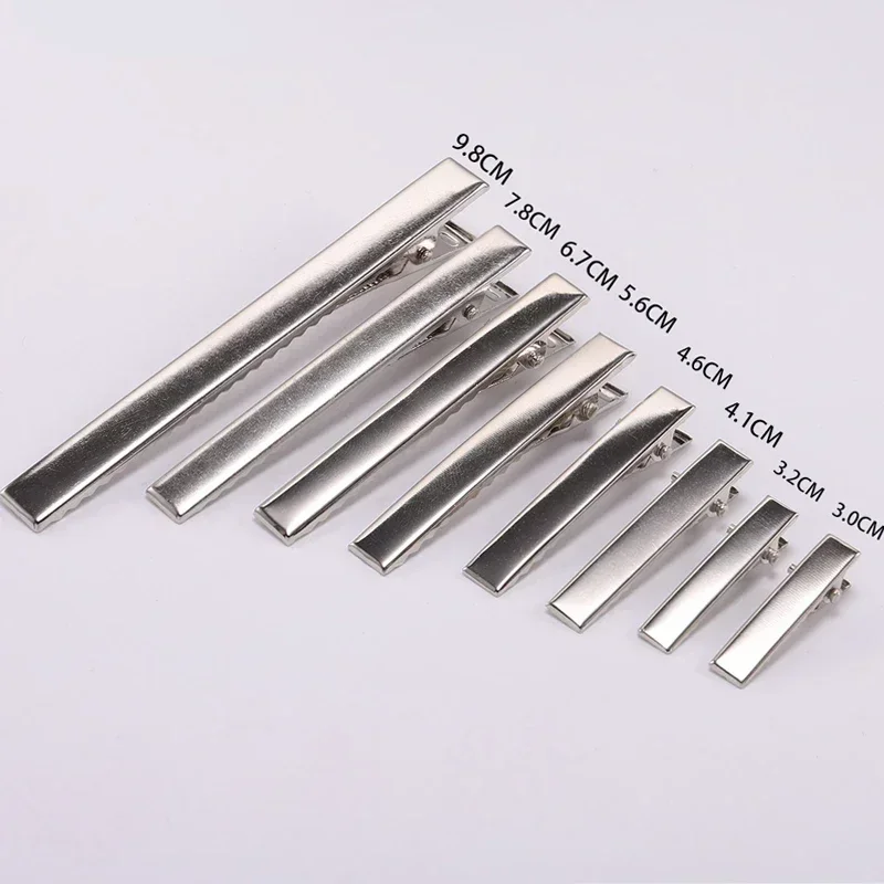 10Pcs Silver Metal Alligator Hair Clip Single Prong Hairpin Base DIY Headgear Making Accessorie Hair Styling Tool For Hair Salon