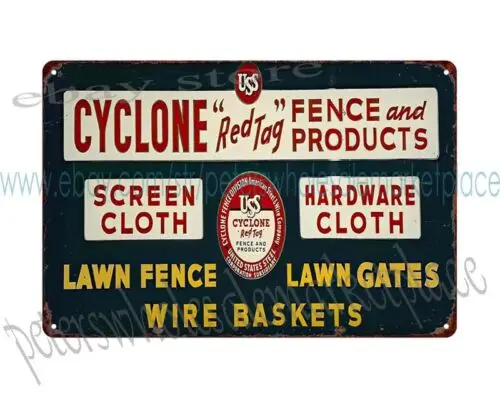 Cyclone Red Tag fence products screen hardware cloth metal tin sign