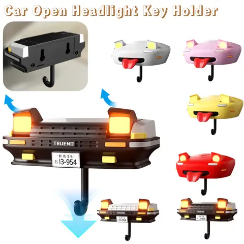 Car Open Headlight Key Holder with Light Car Turn On Headlight Hook Creative Wall Mount Key Hooks for Hallway Entrance
