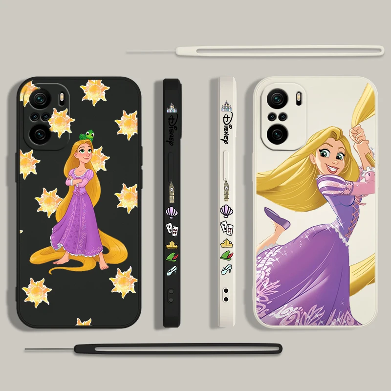 Tangled Disney Animation For Xiaomi Redmi Note 13 12 12Pro 11 11S 11T 10S 10 Pro Plus 5G Liquid Left Rope Phone Case