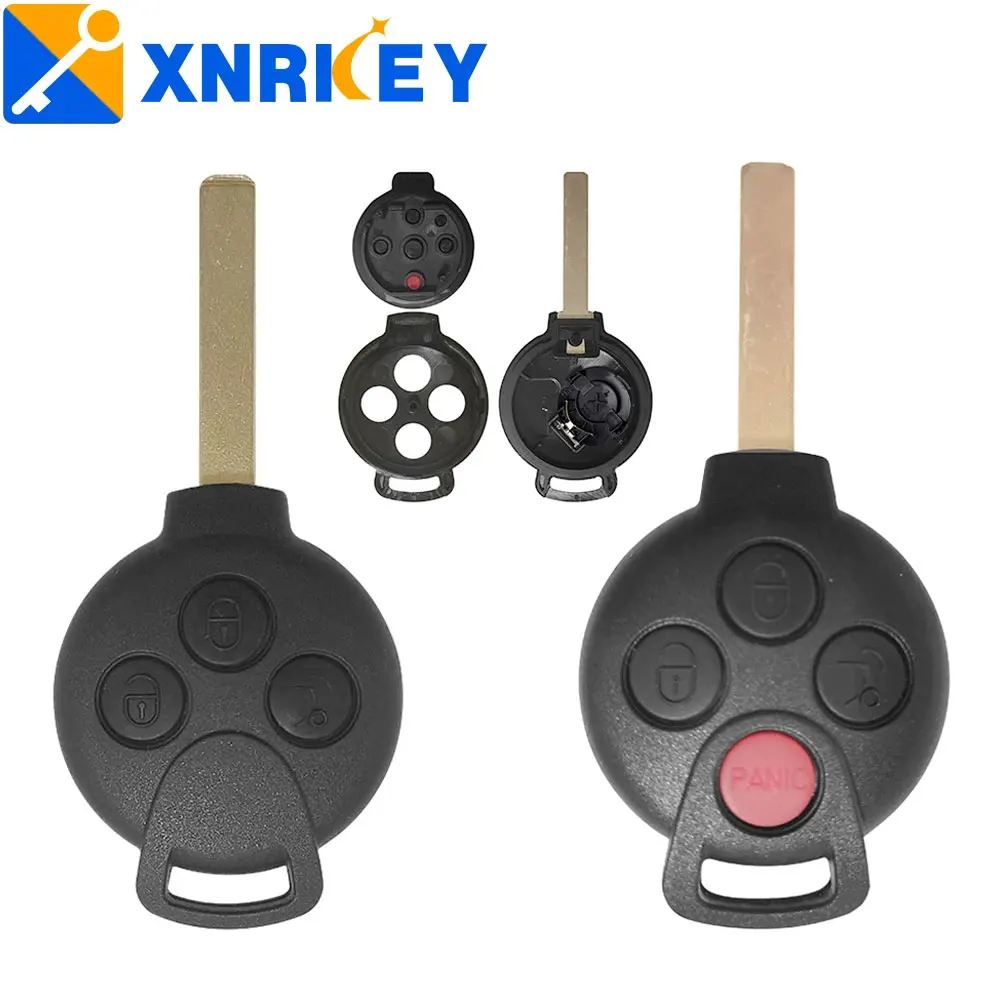 XNRKEY 3/4 Button Smart Remote Head Key Case Shell Cover for Mercedes Benz Smart Fortwo 451 2007-2013 Remote Car Key Case Fob