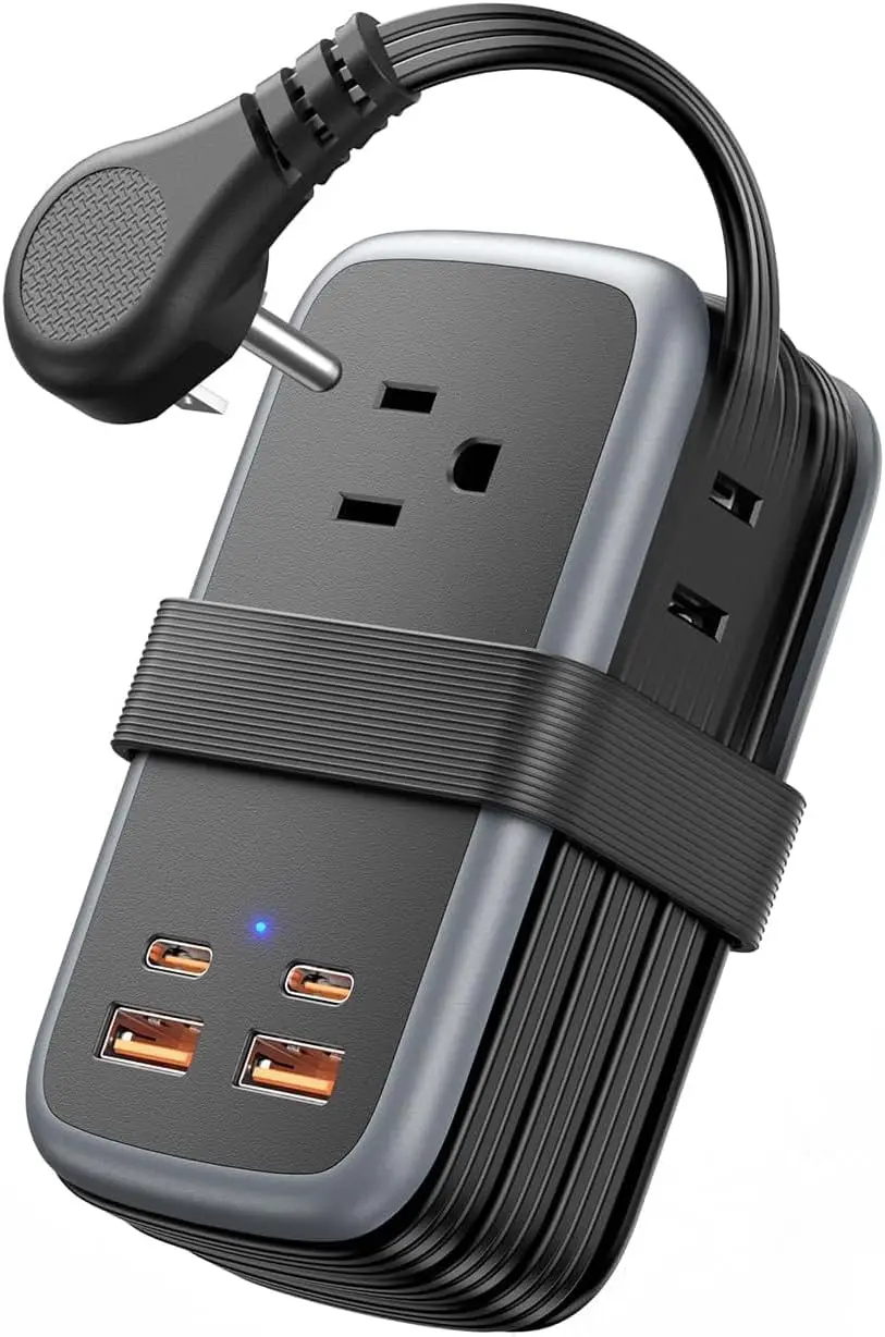 

Зарядная станция NTONPOWER GAN Ultra 65W USB для быстрой зарядки, дорожный сетевой фильтр 7-в-1 с 3 розетками и 4 портами USB (2 USB-C), удлинитель 1,2 м