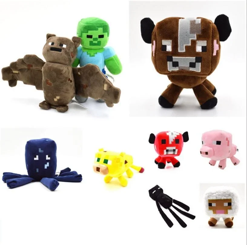 Creepers Cute Stuffed Plush Toys Doll Minecrafte Zombie Bat Squid Mooshroom Enderman Ocelot Pig Baby Sheep Kids Birthday Gift