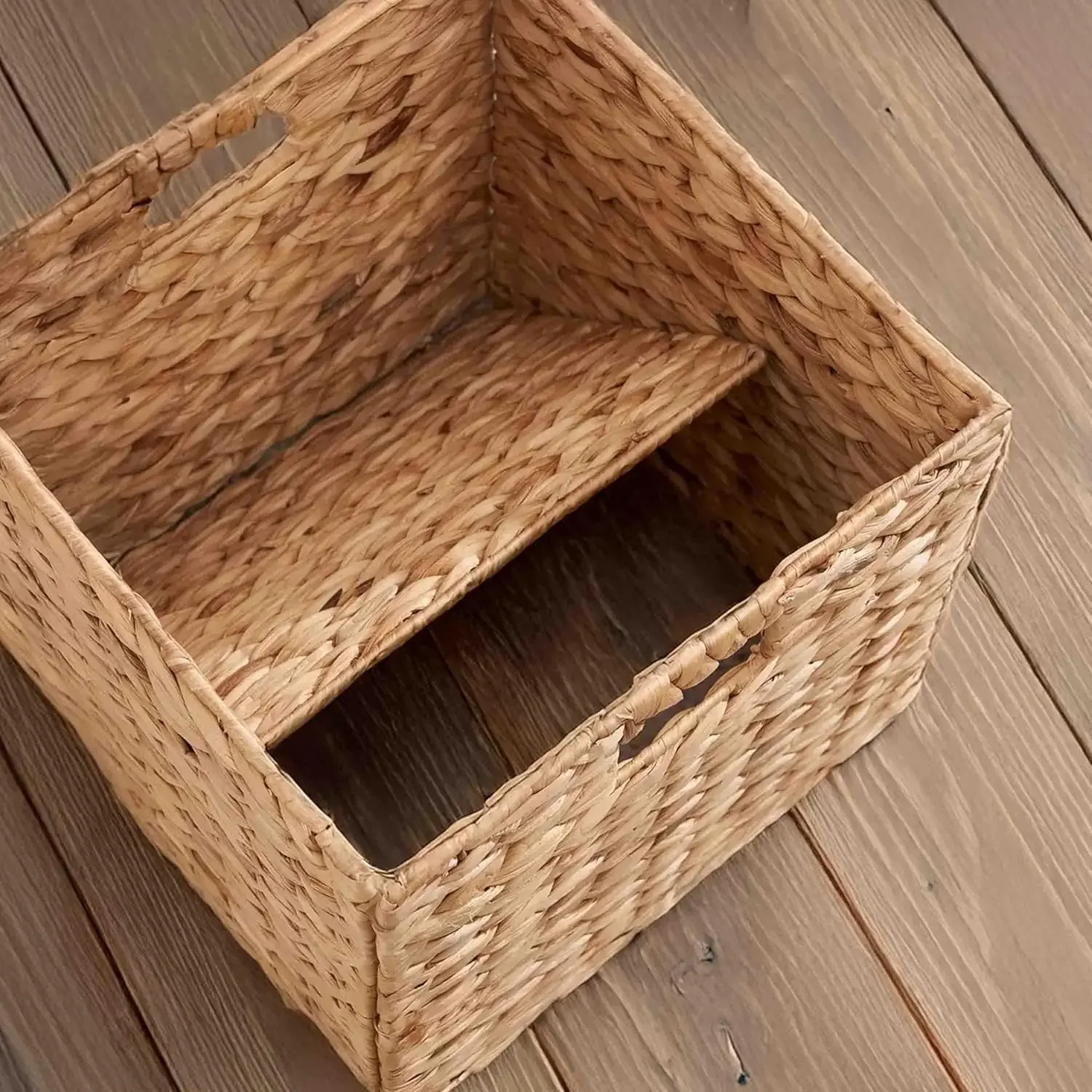 Water Hyacinth Storage Baskets, Wicker Storage Baskets for Shelves, Woven Baskets for Storage, Square Wicker Storage Basket for