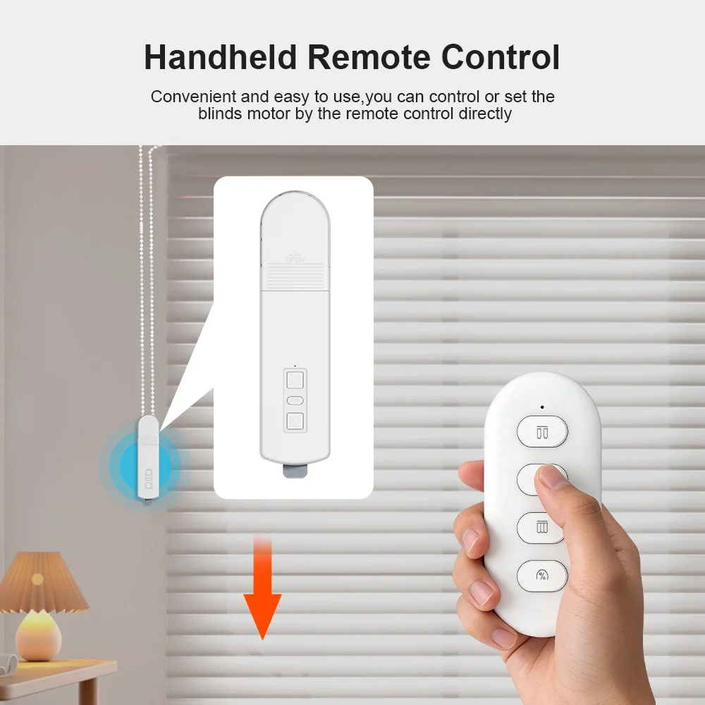 Manhot WIFI Smart Chain Roller Blinds Shade Shutter Drive Curtain Motor Bulit in Battery Rechargeable Works with Tuya APP Alexa